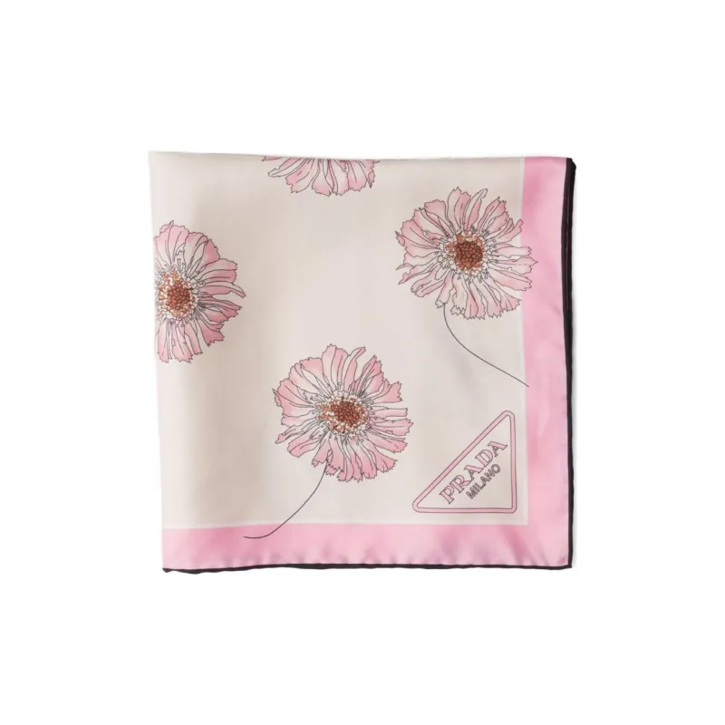 PRADA Floral-print Twill Scarf-1
