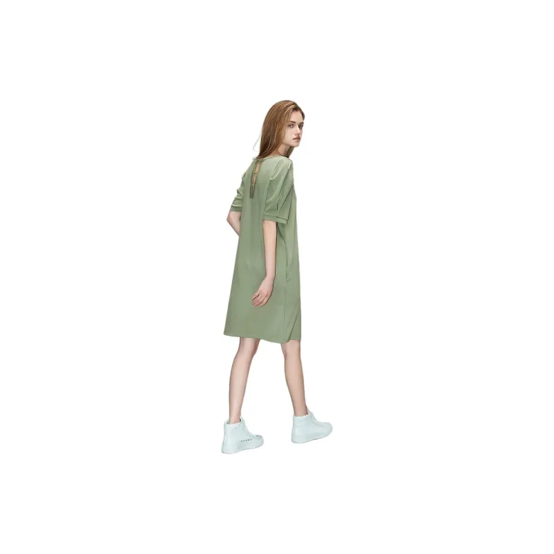 【dme】 Short Sleeved Dresses Women's Pea Green-1