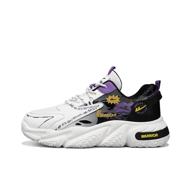 WARRIOR Chunky Sneakers Men Low Top White Black Blue/White Black Purple/White Black-8