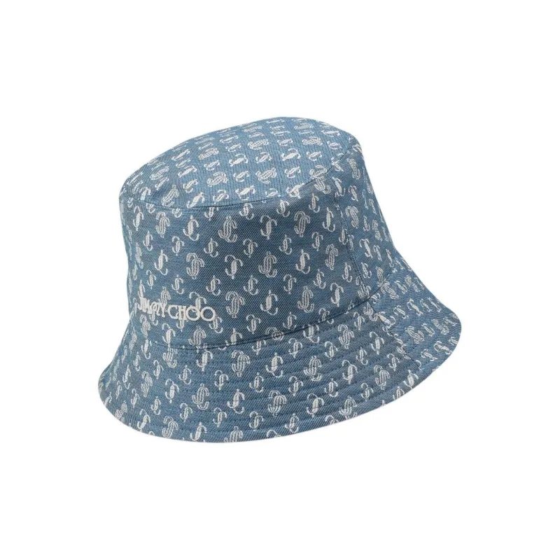 Jimmy Choo Cotton Bucket Hats Women's Blue-3