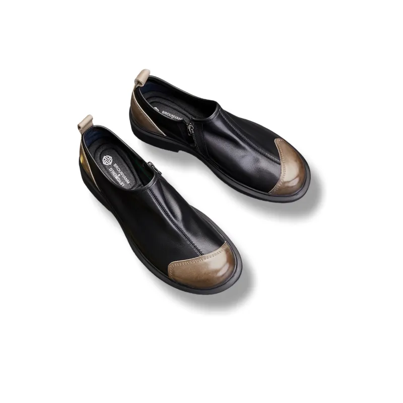 Brounvanm Men's Casual Shoes Men Low Top Black/Coffee-5