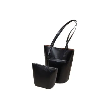 DIFENISE Synthetic Leather One Shoulder Portable Bucket Bag Regular Women's Combo Bag Black And White