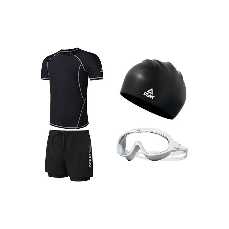 PEAK Swimming Sets Polyester Elastane Seaside Vacation With Hot Spring Men's Black-5