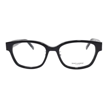 SAINT LAURENT Plate Frame Oval Eyeglass Frames Women's Black Silver
