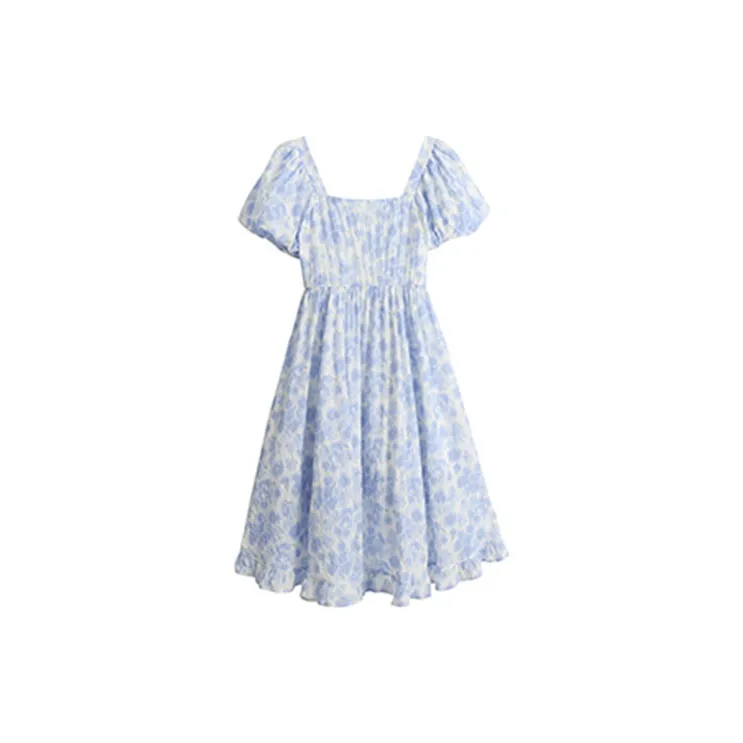 HUASJ Short Sleeved Dresses Women's Blue-1