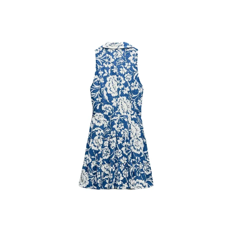 ZARA Sleeveless Dress Women's Blue/White-1