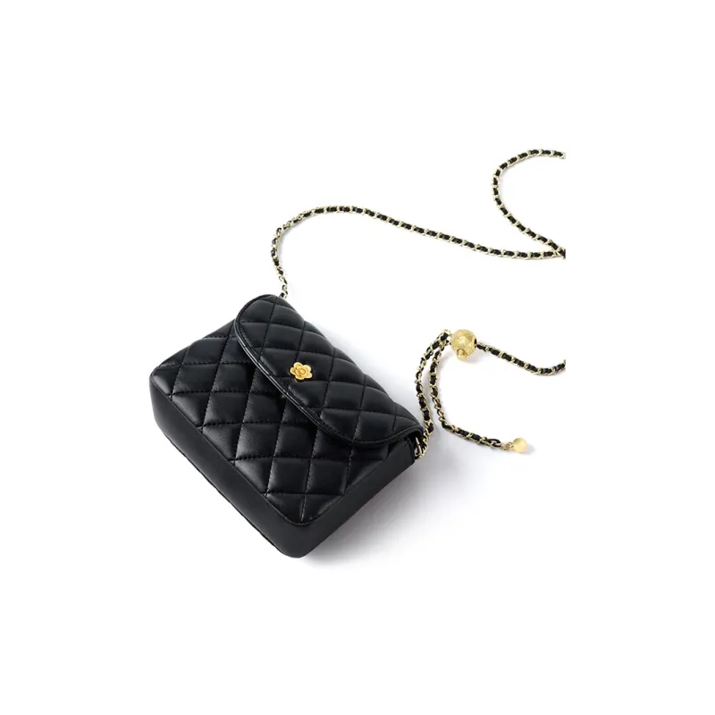 Carnival Keep Cow Leather Small Square Bag Crossbody Bags Small Size Women's Black-3