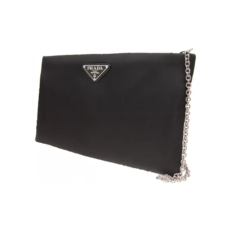 PRADA Nylon Fabric Shoulder Bag Women's Black-3