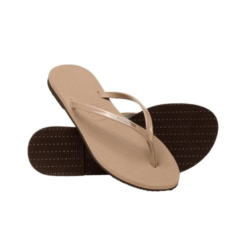 Havaianas You Metallic Rubber Sole Flip Flops Women's Brown-4
