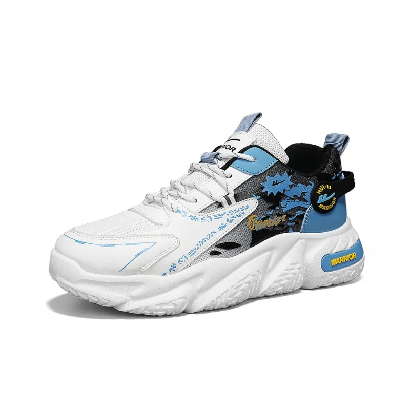 WARRIOR Chunky Sneakers Men Low Top White Black Blue/White Black Purple/White Black-1
