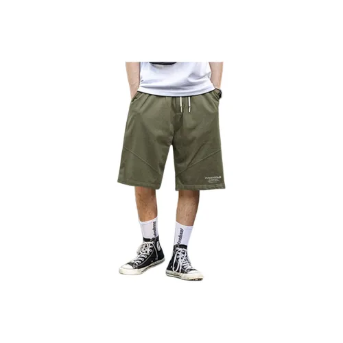 Tonlion Casual Shorts Men Dark Yellow Green