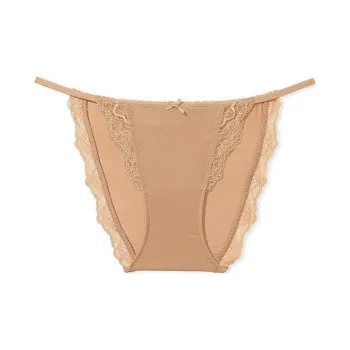 Victoria's Secret PINK/DREAM ANGELS Lace Trim String Bikini Panty/P Underpants Women's 1 Pack Toffee