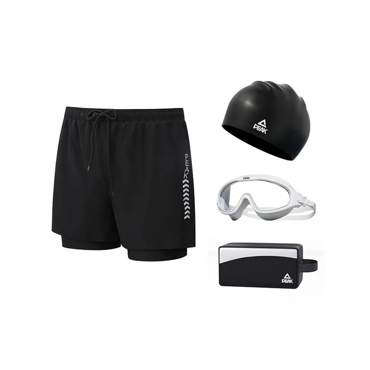 PEAK Swimming Sets Polyester Elastane Seaside Vacation With Hot Spring Men's Black-6