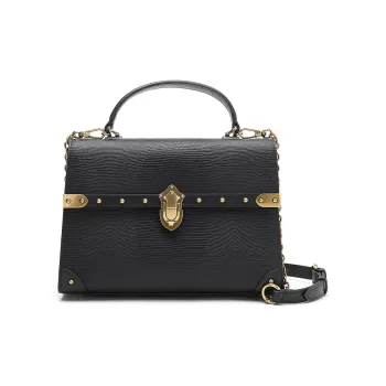 Satchi Cow Leather Shoulder Bag Crossbody Bag Handbag Casual Medium Size Women's Black