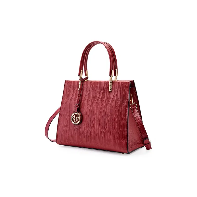 Carnival Keep Cow Leather Mommy Bag Handbag Large Size Women's Burgundy/Black-1