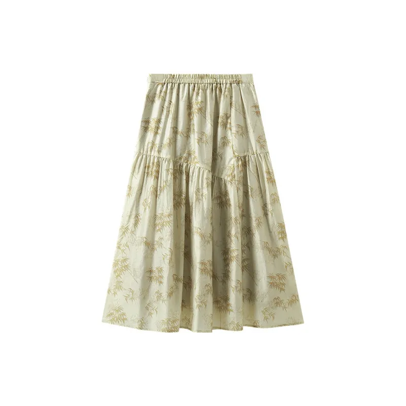 Inman Casual Long Skirt Women's Gray Pea Green-1