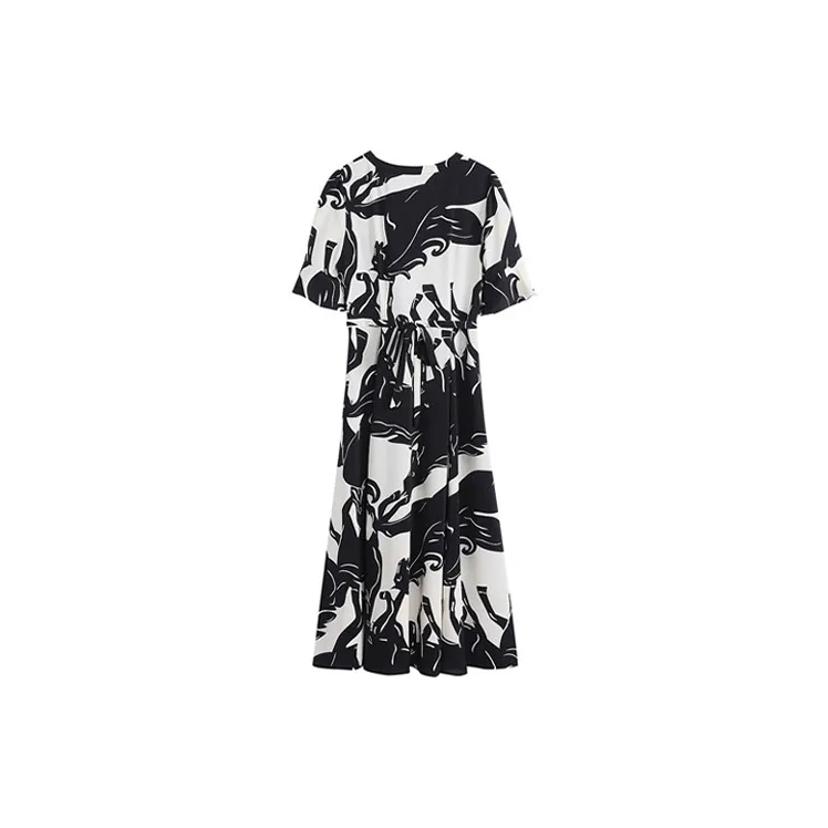 HUASJ Short Sleeved Dresses Women's Black-1
