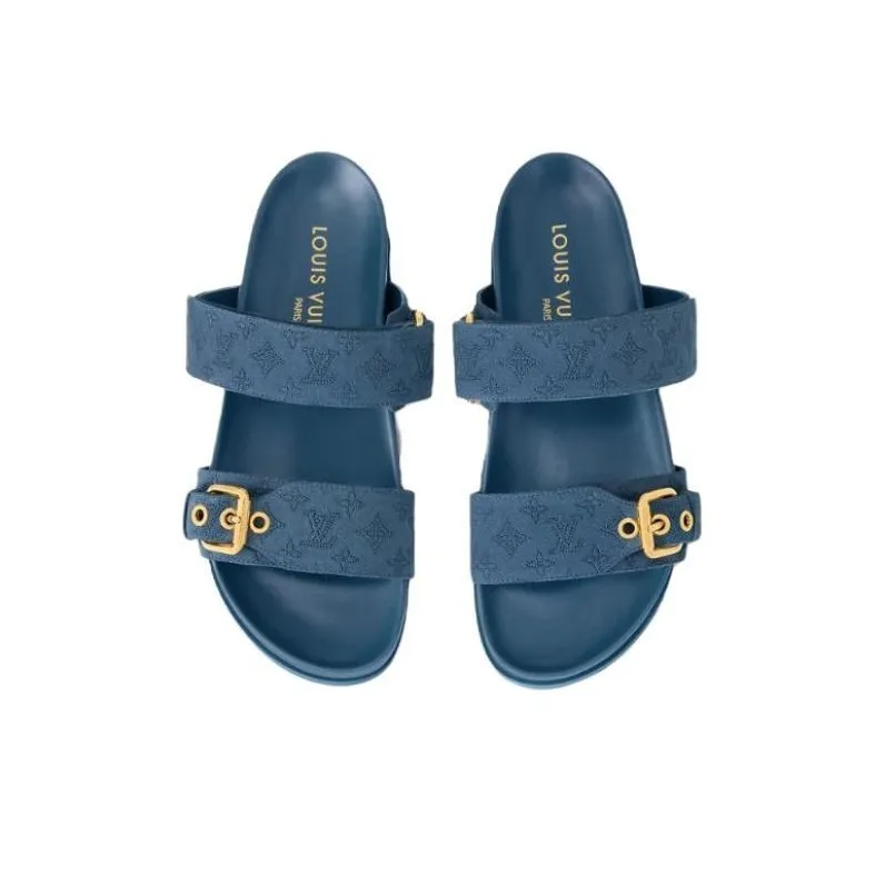 LOUIS VUITTON Bom Dia Slip Resistant Fashion Slippers Women's Blue-3