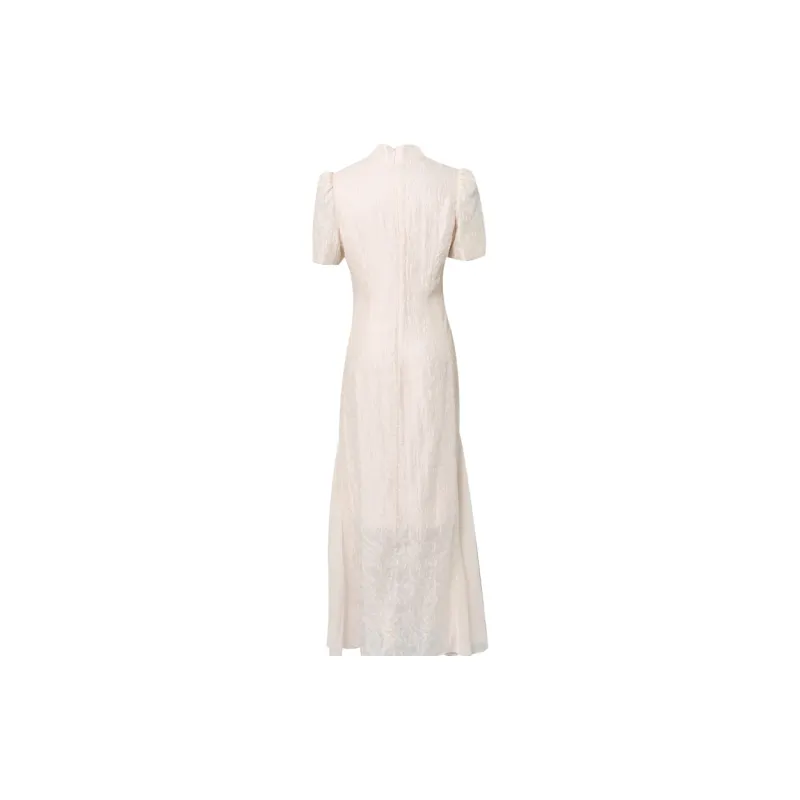 Duffy Fashion Short Sleeved Dress Women's Apricot Pink-1