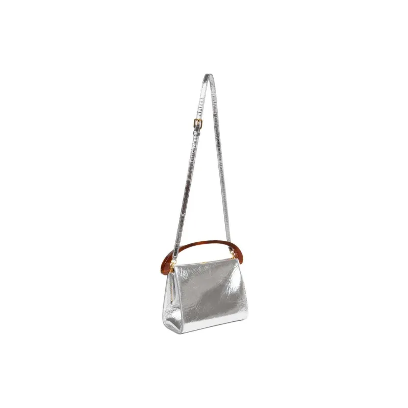 DRIES VAN NOTEN Leather Shoulder Bag Crossbody Bag Handbag Women's Silver-3