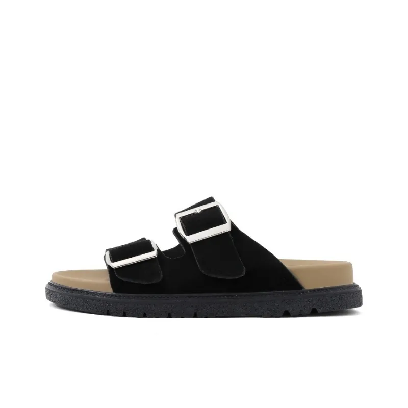 Uncle's House Rubber Sole Slip Resistant Abrasion Resistant Slide Slippers Women's-0