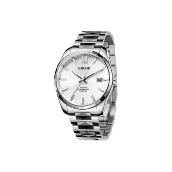 EBOHR Master Collection Mechanical Movement Stainless Steel Strap Watch Men's Watches White Dial 21020118