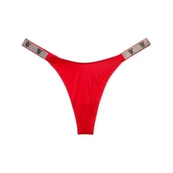 Victoria's Secret PINK VERY SEXY Shine Strap Thong Panty/Lipstick Red Underpants Women's 1 Pack Red