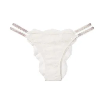 Victoria's Secret PINK/VERY SEXY Double Shine Strap Lace Brazilian Panty Underpants Women's 1 Pack White