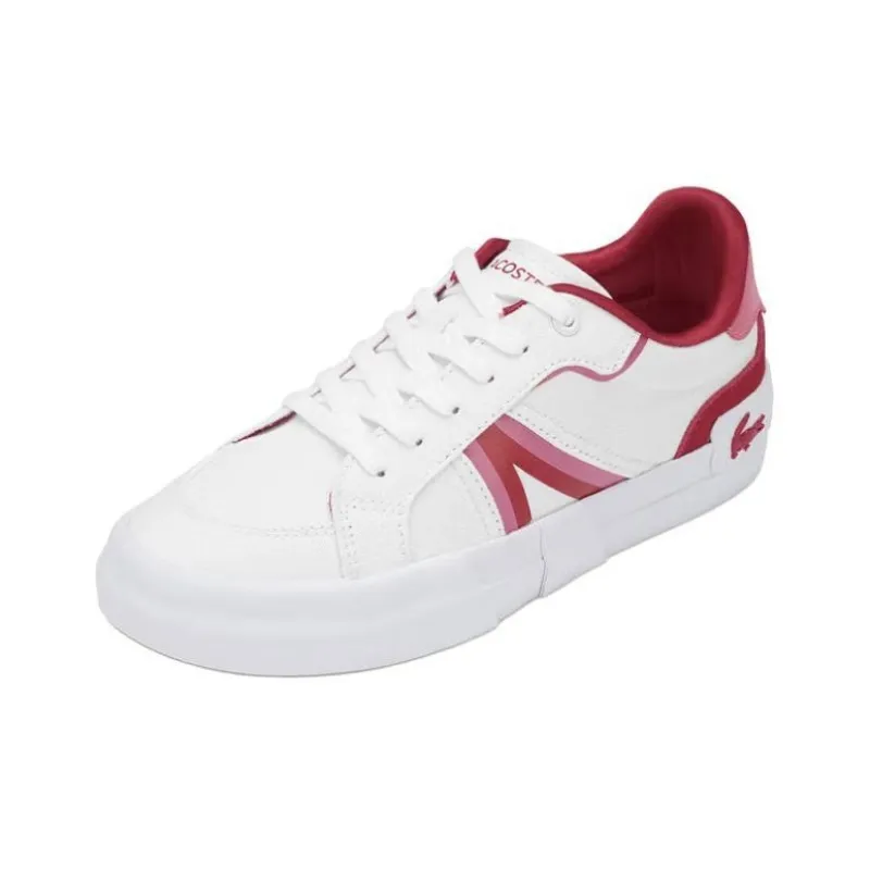 LACOSTE Low Top Skateboard Shoes Women's White Red-1