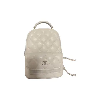 CHANEL Cow Leather Backpack Mini Unisex Light Gray
