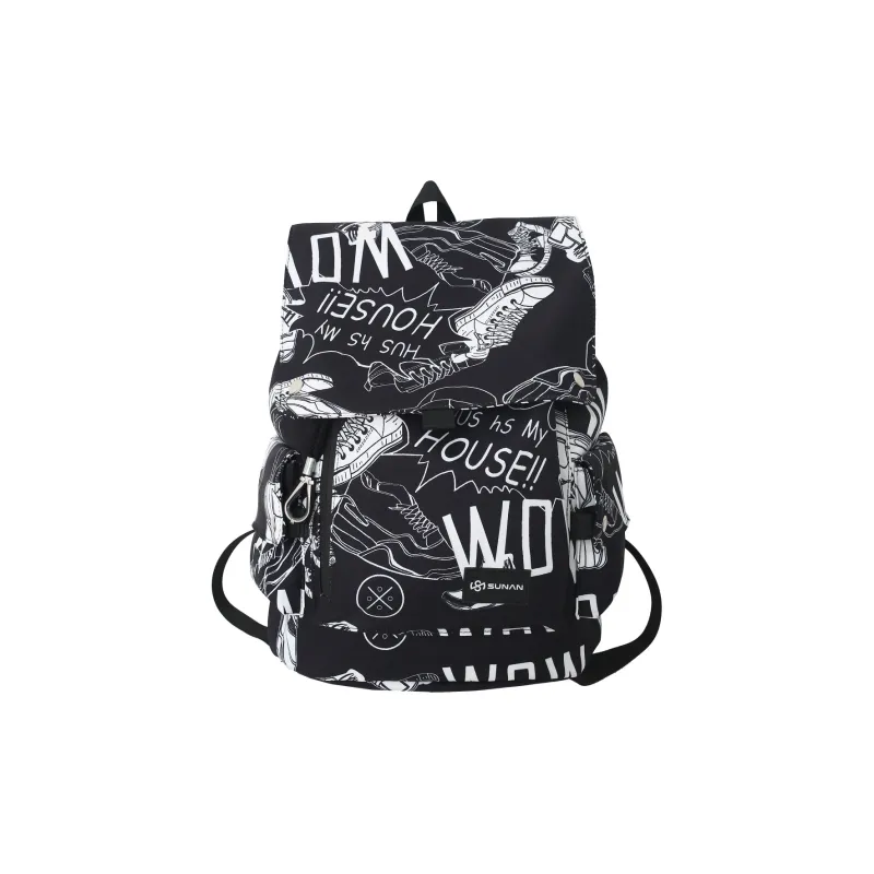 KINGSONS Nylon Backpack Gray/Black/Green-3