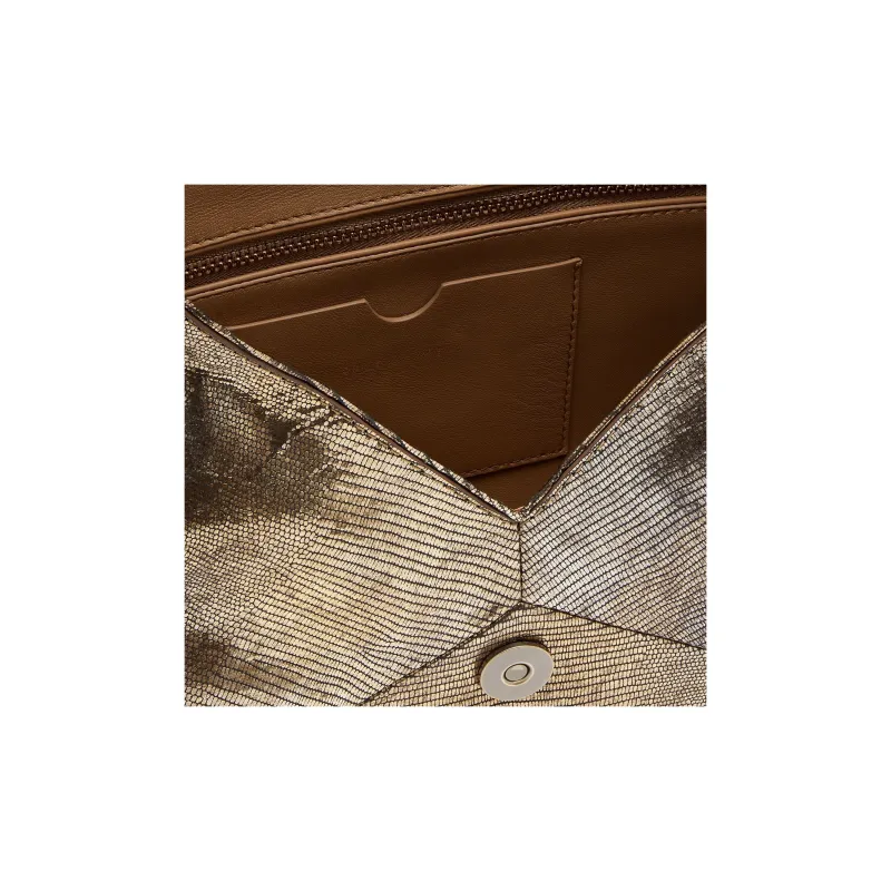 DRIES VAN NOTEN Metal Spiky Lizard Print Leather Clutch Women's Oxidized Color-3