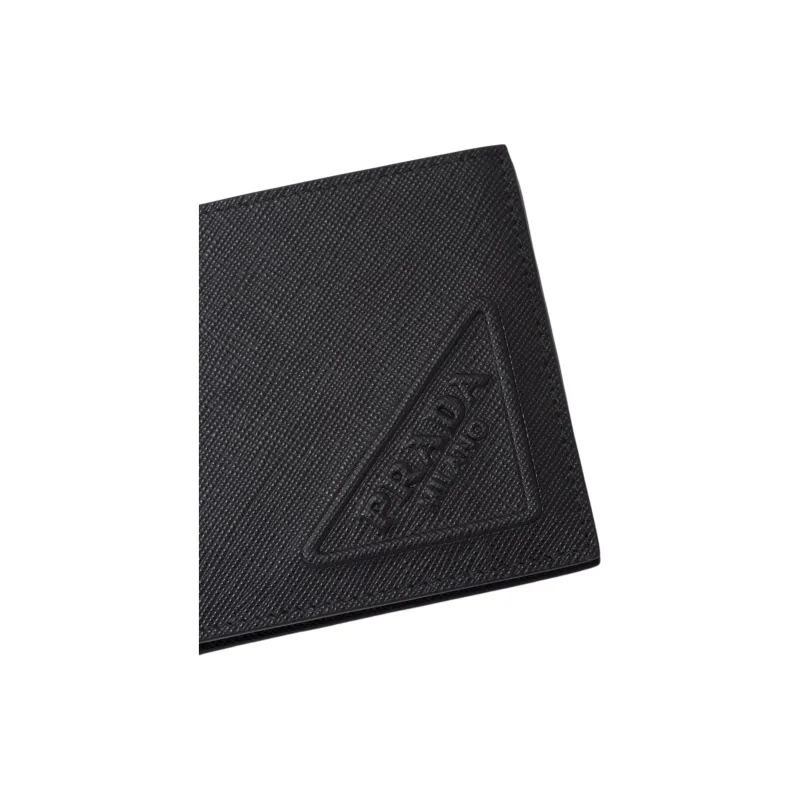 PRADA Leather Wallet Men's Black-4