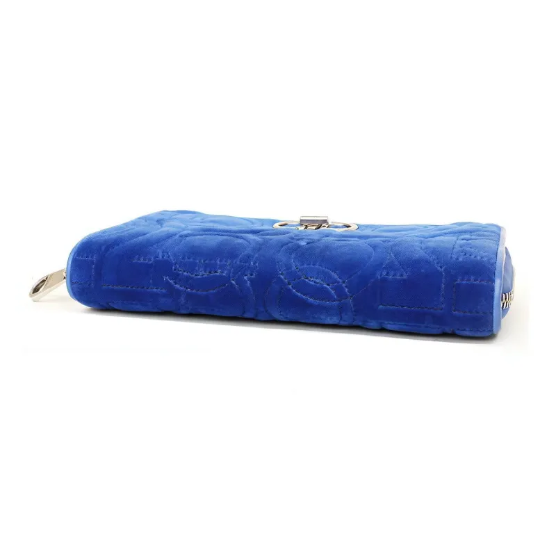 FERRAGAMO Velvet Crossbody Bag, Shoulder Bag Women's Royal Blue-3