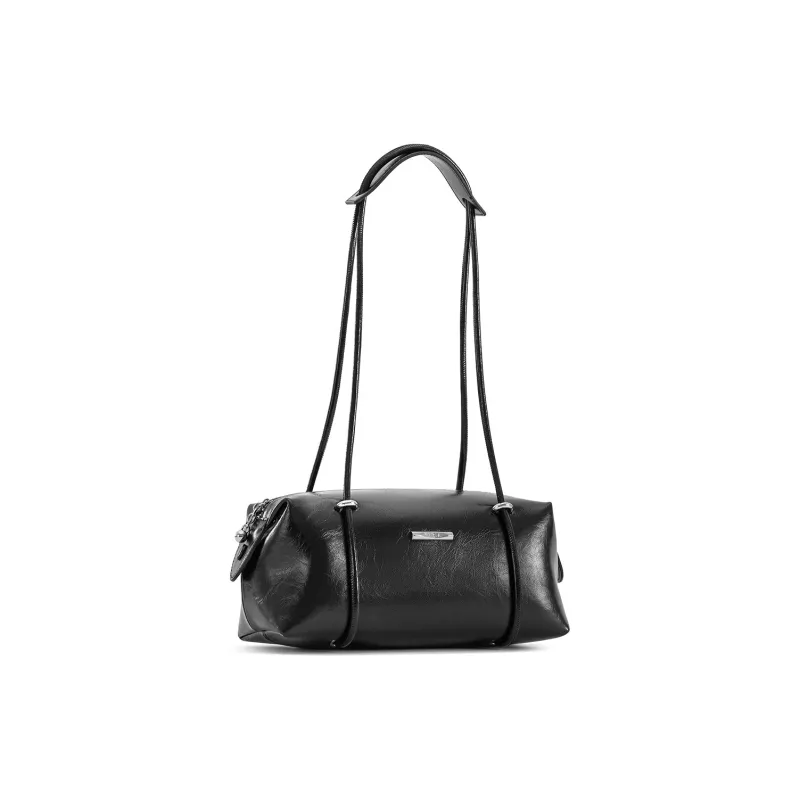 FERIA Cow Leather Shoulder Bag Medium Size Women's Pink/Black-7