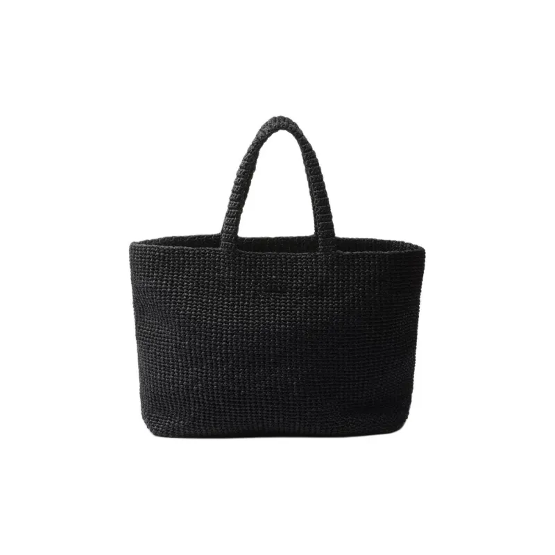 PRADA Woven Cloth Handbag Men's Black-2