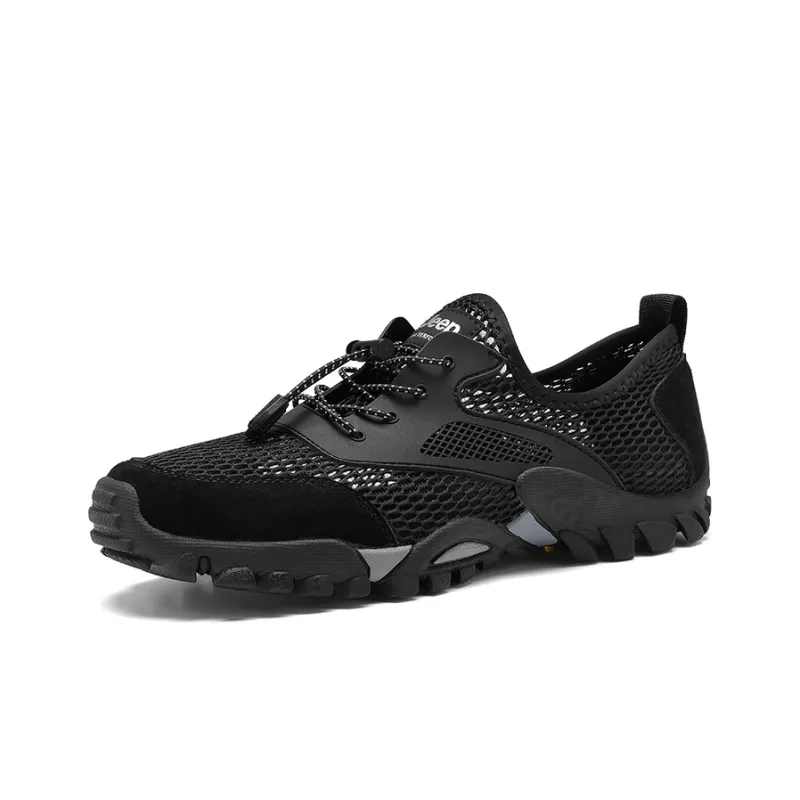 Jeep Abrasion Resistant Breathable Low Top Hiking Shoes Men's Black-1