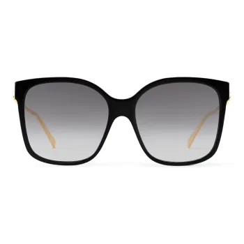 LOUIS VUITTON Acetate Metal Resin Square Sunglasses Women's Black