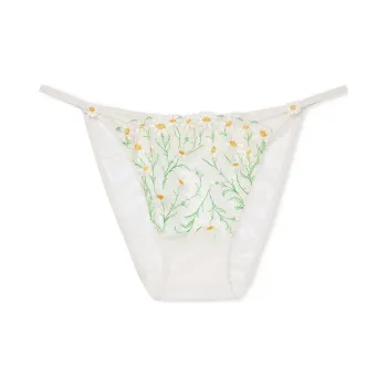 Victoria's Secret PINK Daisy Chain Embroidery String Bikini Panty/White Underpants Women's 1 Pack White