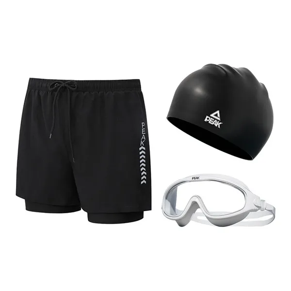 PEAK Swimming Sets Polyester Elastane Seaside Vacation With Hot Spring Men's Black-4