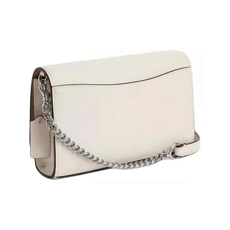 COACH Calfskin Clutch, Shoulder Bag, Crossbody Bag Trumpets Women's Silver & Chalk White-1