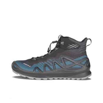 Lowa Merger GTX Cushioning, Slip Resistant, Abrasion Resistant, Waterproof Mid Top Outdoor Shoes Men's Black Blue