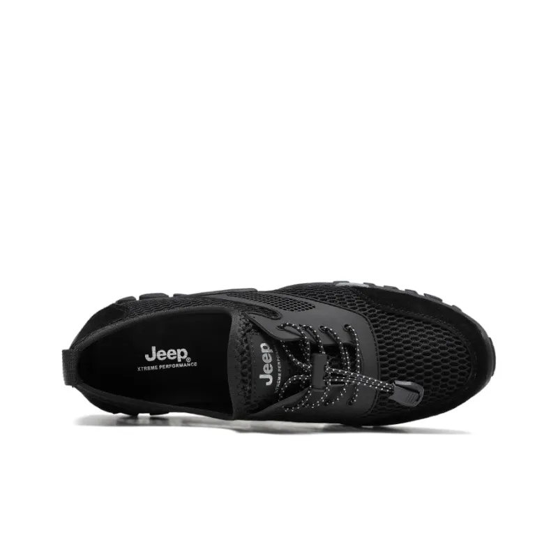 Jeep Abrasion Resistant Breathable Low Top Hiking Shoes Men's Black-3