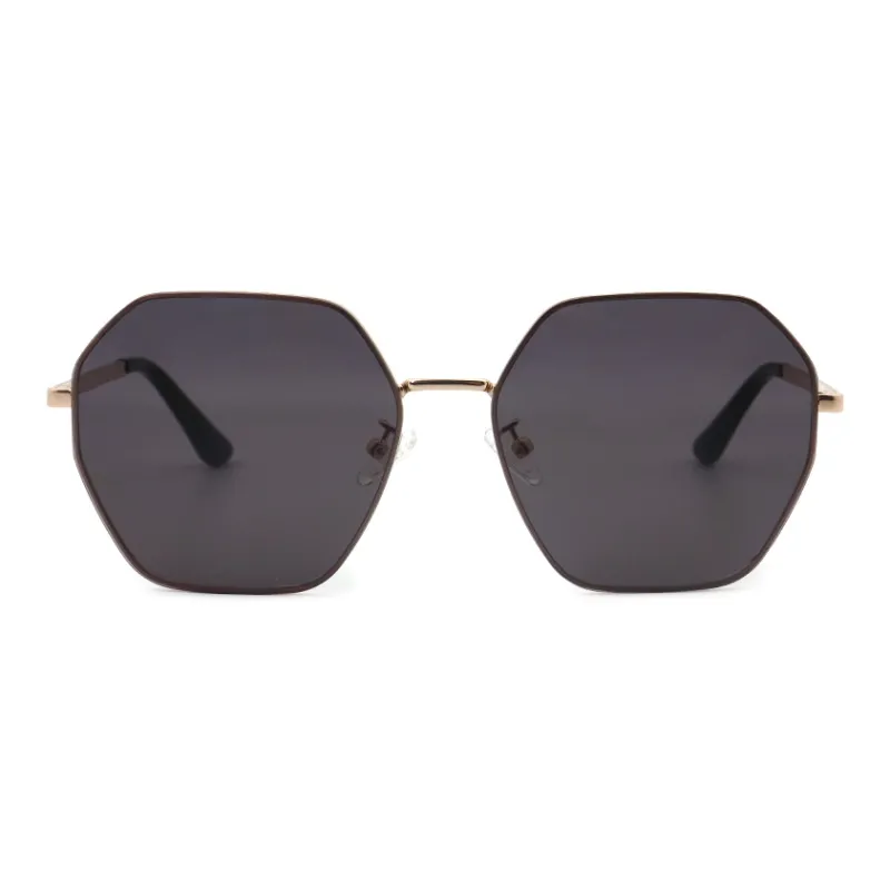 Pair Ponyo Metal Irregular Shape Decorative Sunglasses Unisex Gold-1