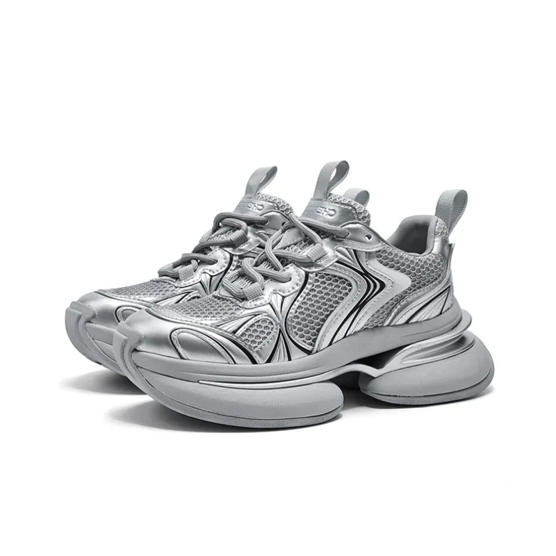 CHERYKALLY Chunky Sneakers Women's Low Top White-8