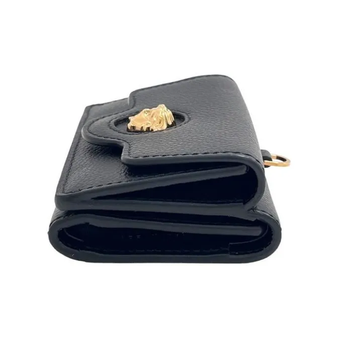 VERSACE La Medusa Leather Wallet Women's Black-5
