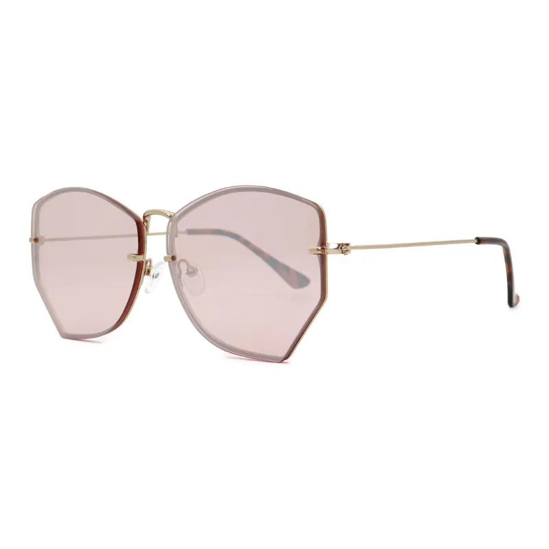 Pair Ponyo Metal Irregular Shape Sunglasses Unisex Gold-0
