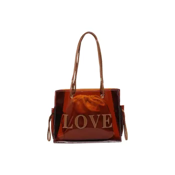 ALOENEY Pvc Jelly Bag, Portable Crossbody Bag, Shoulder Bag Large Size Women's Red Brown