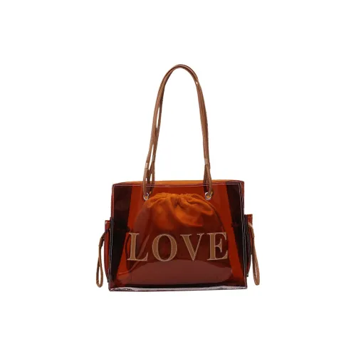 ALOENEY Pvc Jelly Bag, Portable Crossbody Bag, Shoulder bag vintage Large Size Women's Red Brown