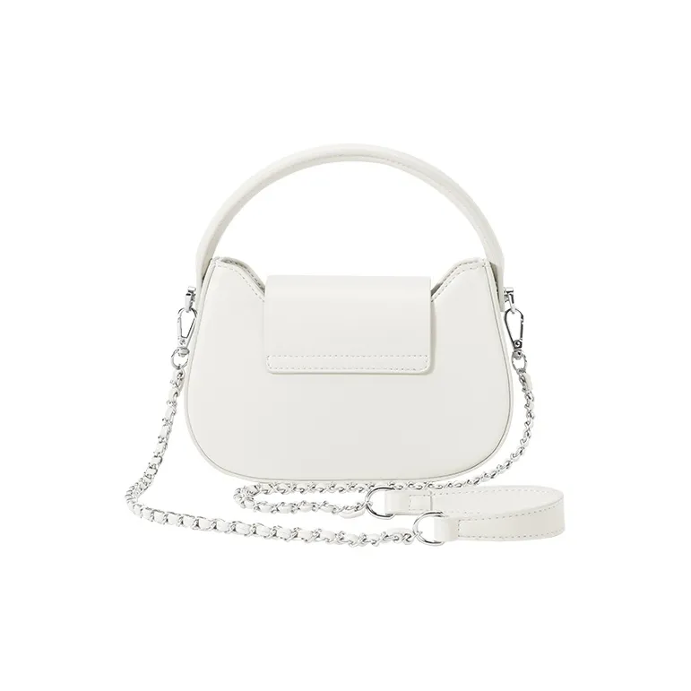 SEM/R Synthetic Leather Small Square Bag Chain Crossbody Bag Handbag Small Size Women's Ecru/Custard/Ice Blue-20